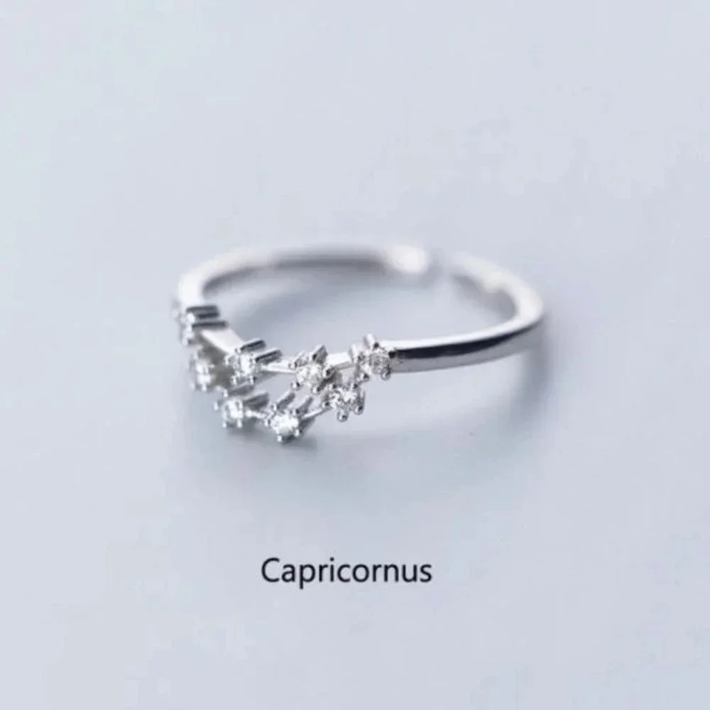 Sterling Silver Zodiac Resizable Ring Capricornus